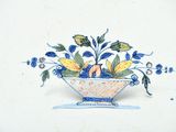 a painting of a bowl of fruit on a table