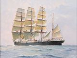 an oil painting of a tall ship sailing in the ocean