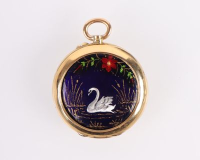 une image représentant un cadenas doré orné d'un cygne blanc