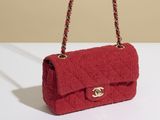 chanel bag in red tweed with gold hardware