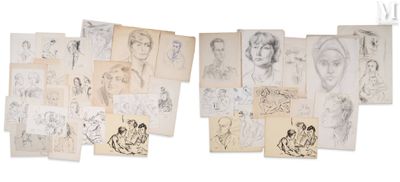 many drawings of people on a sheet of paper