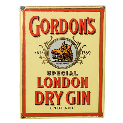 Emaillerie Belge, enseigne publicitaire en émail "Gordon's S…