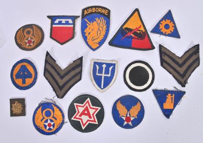 a lot of patches on a white surface
