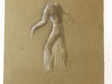 pencil drawing of a woman in a dress on a piece of brown paper