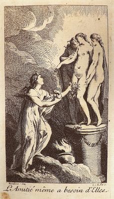 an old book with a drawing of a woman washing a man ' s hands