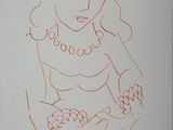 dessin représentant une femme tenant une fleur dans la main droite