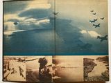 an open book with pictures of airplanes flying over a body of water