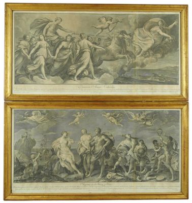 un ensemble de deux gravures représentant le triomphe de Vénus