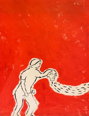 une image représentant un tableau où l'on voit un homme lancer quelque chose en l'air