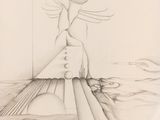 un dessin au crayon représentant une personne sur une planche de surf