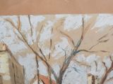 a picture of a painting of a tree in the snow