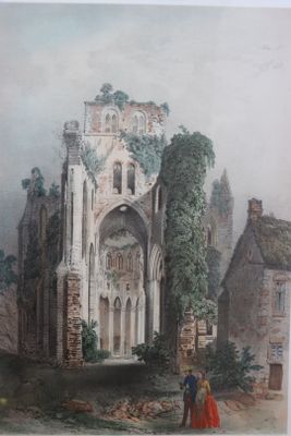 une photo d'un tableau représentant un château, au centre de l'image