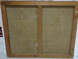 an old wooden frame with a picture of a cat on it