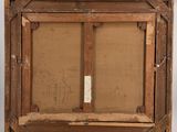an old picture of a picture of a wooden frame with a label on it