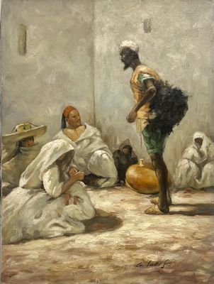 une image représentant un tableau où l'on voit un homme portant un enfant