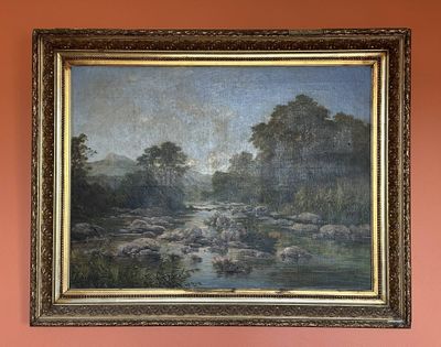 Auguste ALLONGE (1833-1898) Paysage de rivière