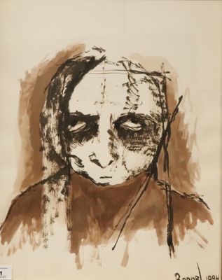 dessin représentant le visage d'une femme sur une feuille de papier