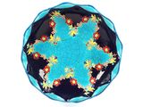 une assiette bleue ornée de fleurs sur un fond blanc
