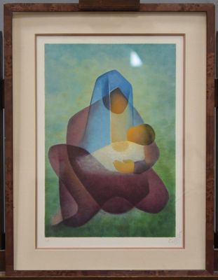 painting of a woman holding a baby in her arms