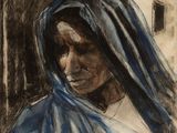 une image représentant un tableau d'une femme portant un panier sur la tête
