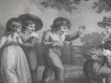 a black and white drawing of a group of children