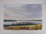an image of a painting of a view of a lake and trees