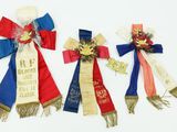 three ribbons with ribbons on them that have a crown on them