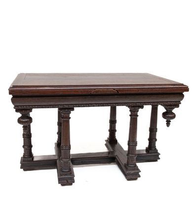 Table de milieu rectangulaire en chêne sur six pieds en form… - Photo 1