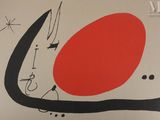 une image représentant un tableau avec un soleil rouge et des lignes noires