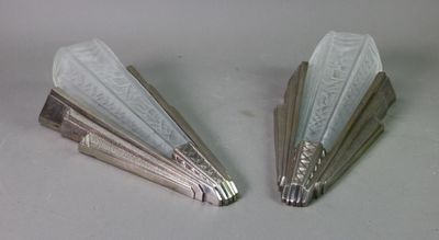 pair of art deco silverplated glass napkin holders