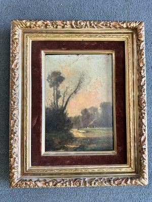 Ecole Française du 19ème - Barbizon - Berger et son troupeau dans un p