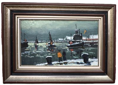 une image d'une peinture de bateaux dans l'eau