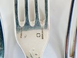 three forks that are sitting next to each other on a table