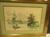 une image d'un tableau représentant un bateau sur l'eau