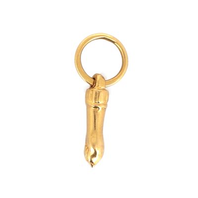 une image représentant un porte-clés plaqué or orné d'une patte de chien