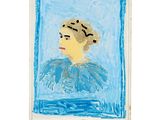 an image of a painting of a woman in a blue dress