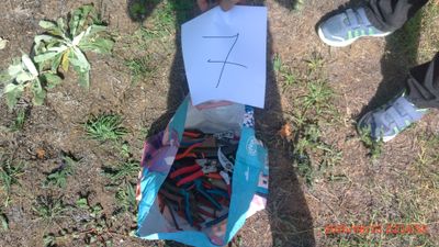 a person holding a paper with a number on it