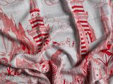un gros plan sur un tissu rouge et blanc orné d'un motif