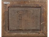 an old wooden picture frame on a white background with a brown border