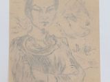 pencil drawing of a woman with a cat in her lap