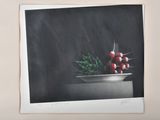 a painting of radishes in a bowl on a table