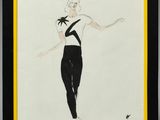 an image of a drawing of a woman in a black and white outfit