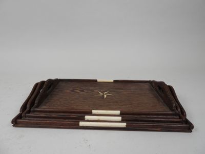 an image of a wooden tray with a star on it