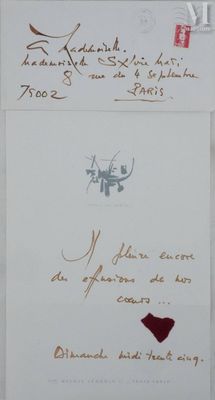 MATHIEU Georges (1921-2012) Lettre manuscrite, 1992