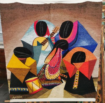 Une tapisserie de laine d'alpage, Les musiciens, portant l'i…