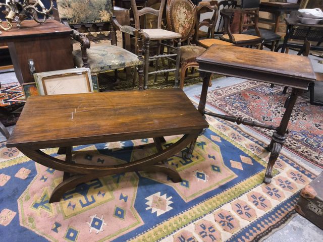 Table basse piètement en X et petite table desserte