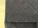 chanel grey denim quilted flap bag with gold hardware
