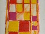 dessin représentant une fenêtre composée de carrés colorés sur une feuille blanche