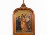 an image of a painting of jesus carrying the cross on a wall