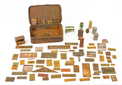 a suitcase full of different types of stamps and stamps